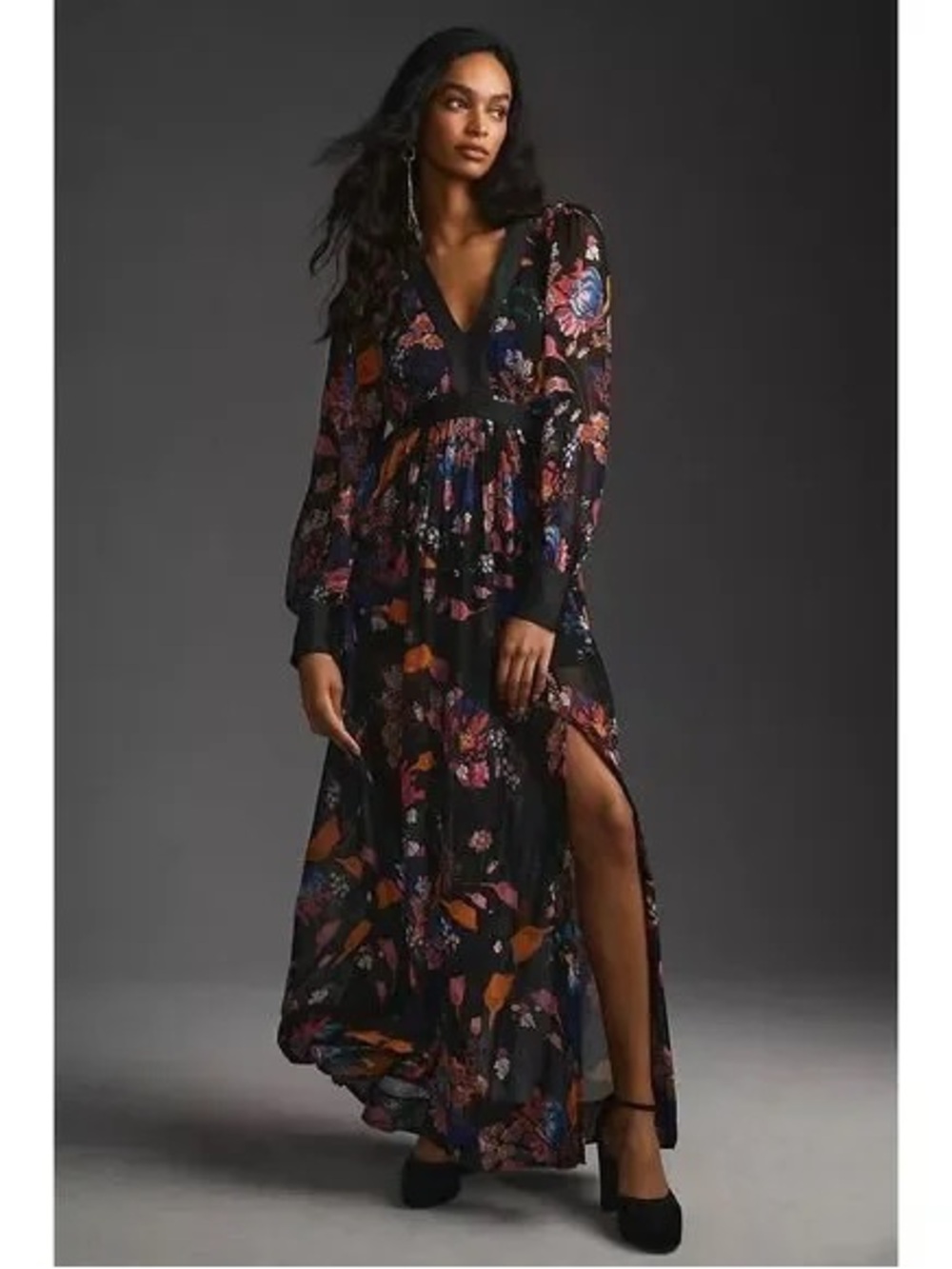 Maeve Deep-V Printed Maxi Dress